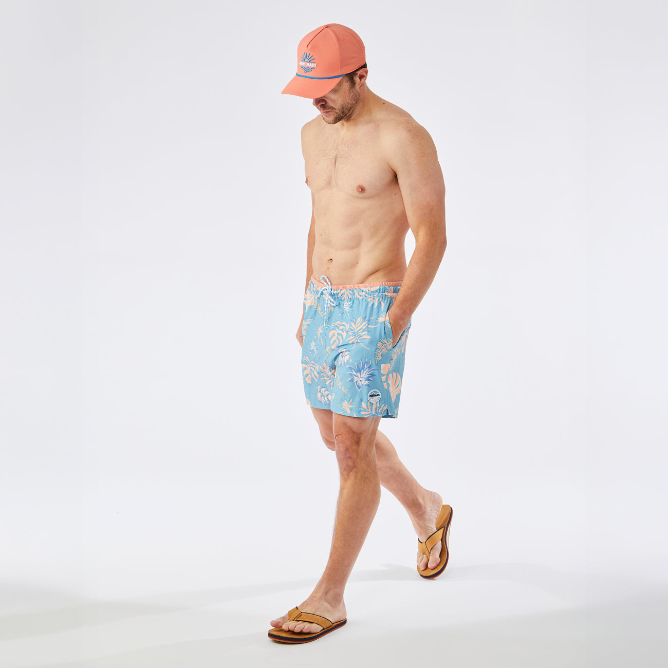 Cabana Bloom Swim Trunks | Teal