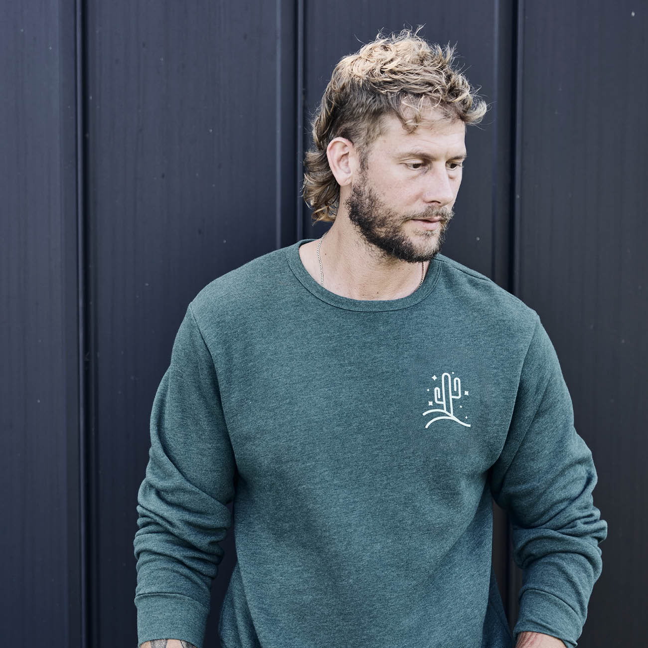 Cactus Chill Fleece Crewneck | Heather Forest