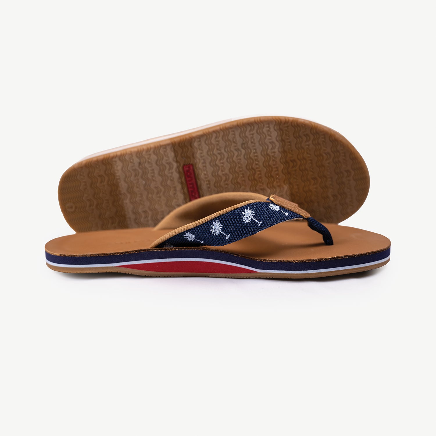 Shep x Hari Mari women's flip flops with palm trees