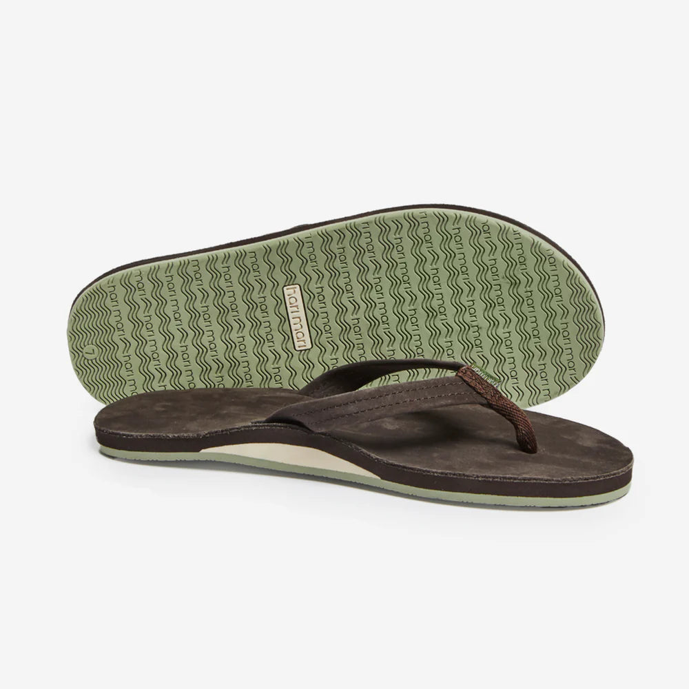 マロン★ハリー Women's Fields Flip Flops - Mocha/Mint