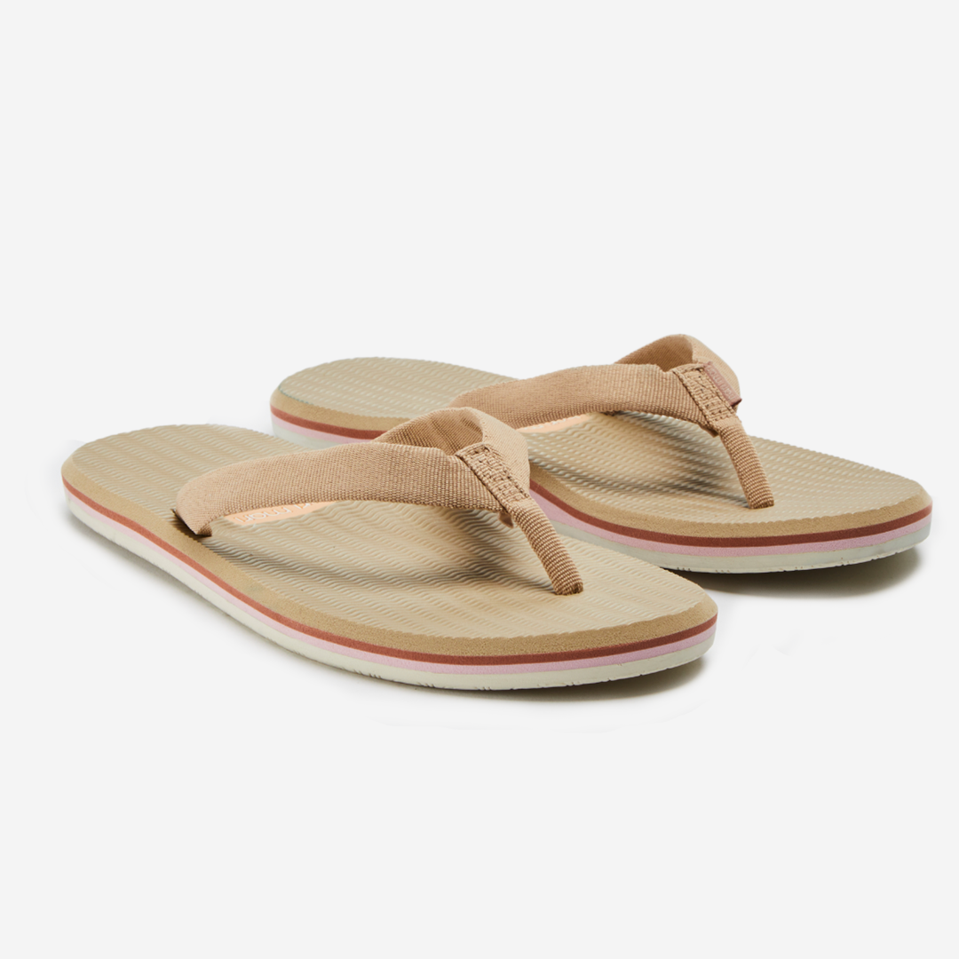 ladies tan flip flops