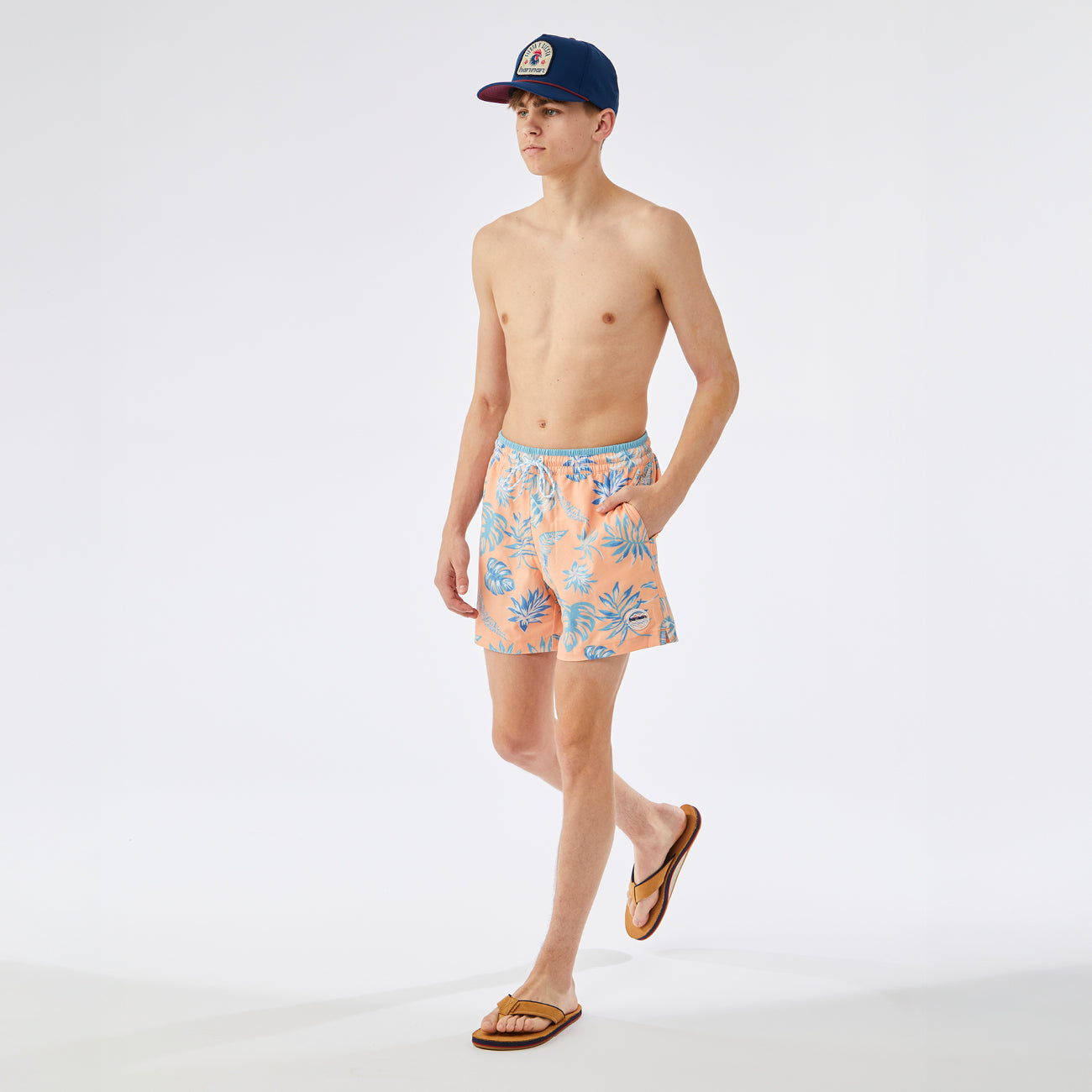 Cabana Bloom Swim Trunks | Coral