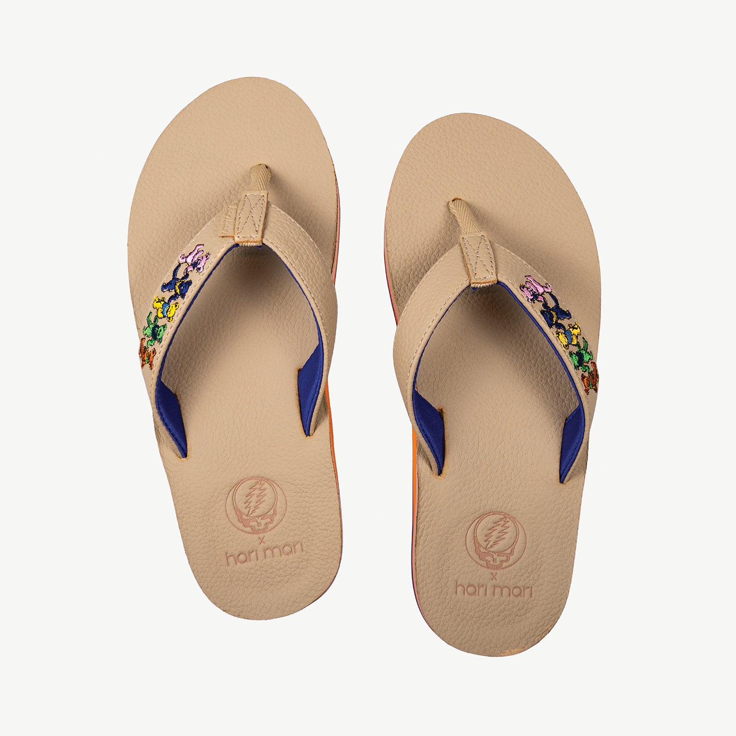 Women's Grateful Dead x Hari Mari flip flops with dancing bears