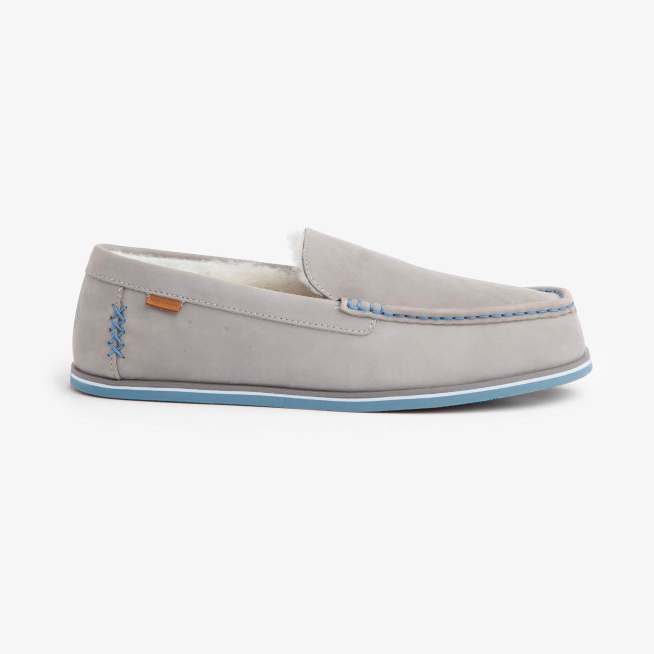 mens leather slippers in gray