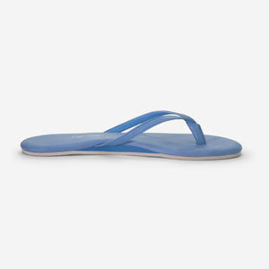 blue flip flops with light gray outsole from hari mari