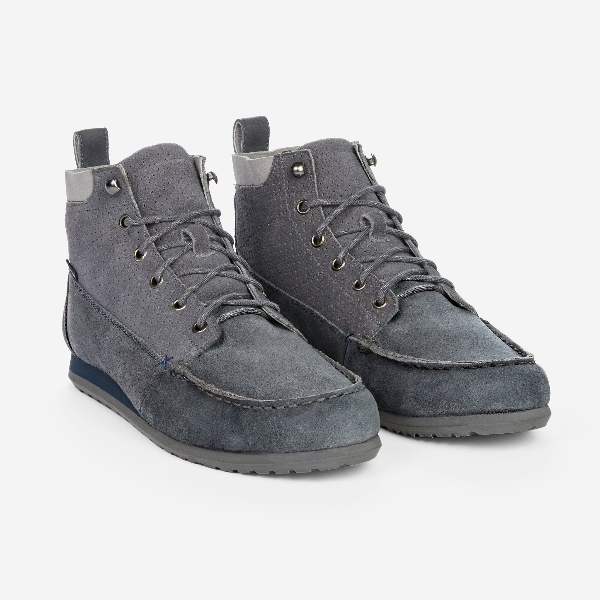 Hari Mari waxed suede canyontrek chukka in charcoal on white background