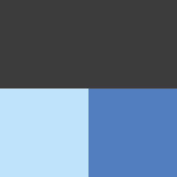 color swatch dark charcoal, light blue and blue 