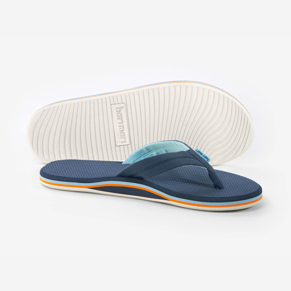 NWT HARI MARI Men\'s Navy Stripe Leather-Trim Del-Mar Harbor Flip Flops Size 11 Hari Mari Men main image 3