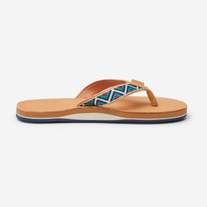 side profile of Hari Mari Men'a Fields Camino Flip Flops in wheat/multi on white background
