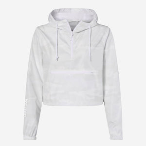 women's white camo zip up windbreaker