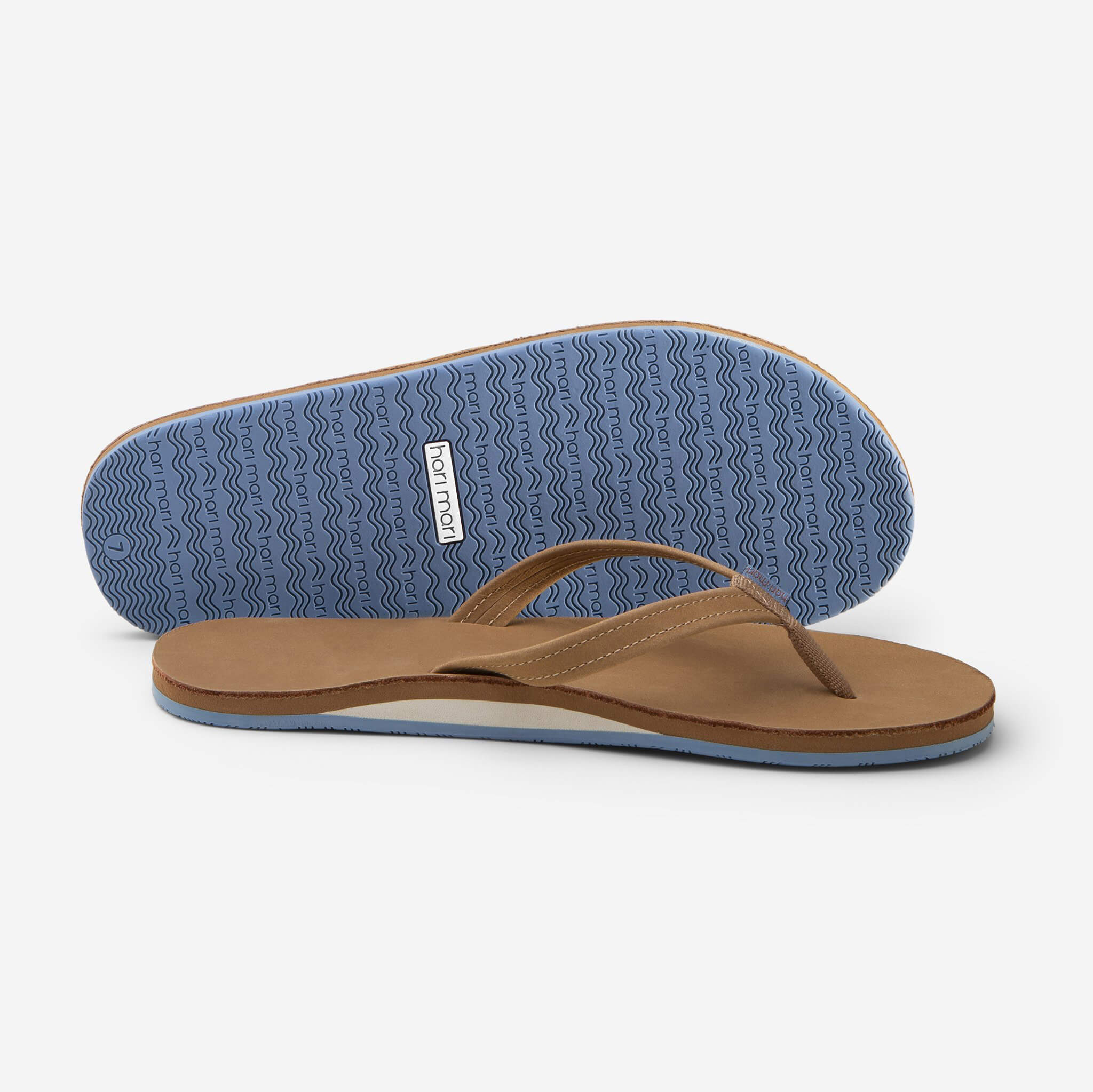 Hari Mari Fields Flip Flops - Tan/Dusty Blue