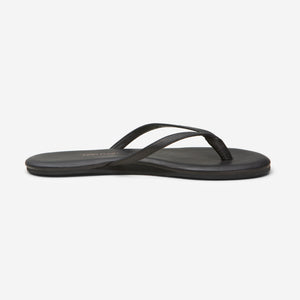 side profile of Hari Mari Women's The Mari Flip Flop in Black on white background