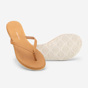 Hari Mari Women's The Mari Flip Flop in Natural  on white background showing flip flop and bottom of flip flop rubber outsole