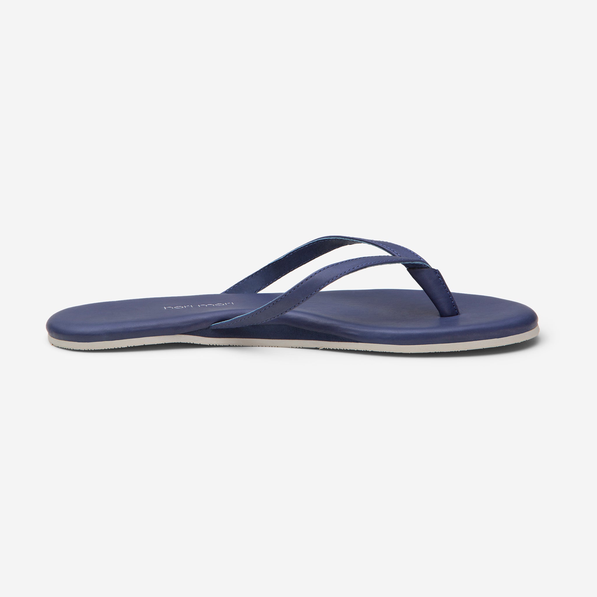 navy blue leather flip flops