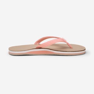 side profile of Hari Mari Women's scouts flip flops in coral pink/sand on white background