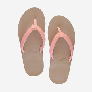 Hari Mari Women's scouts flip flops in coral pink/sand on white background