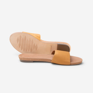 Hari Mari Women's Sydney sandal in natural on white background showing sandal and bottom of sandal genuine leather rubber outsole