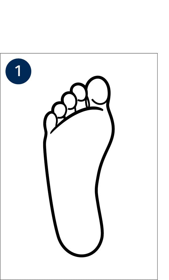 Black line illustration of the sole of a bare foot.