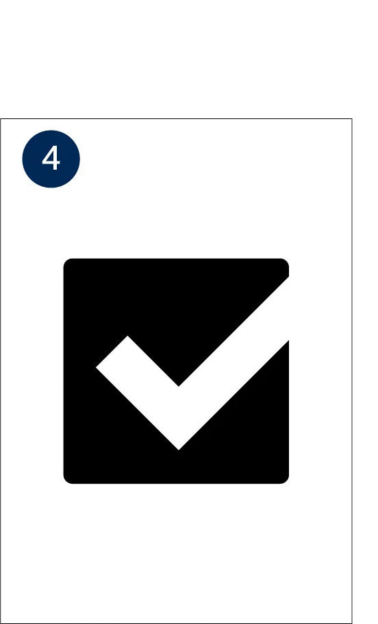 Black square with a white checkmark.